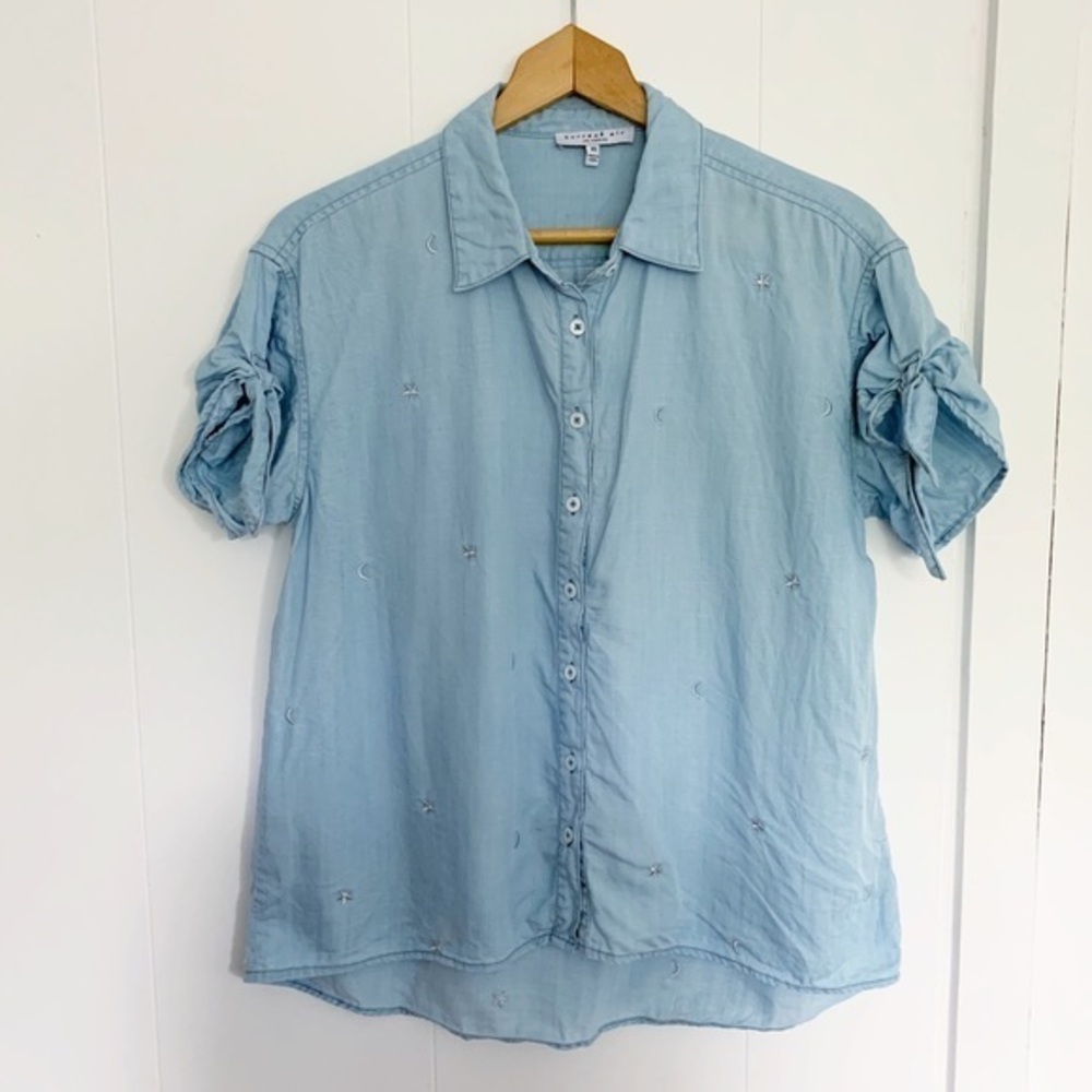 Current air star embroidered chambray shirt xs